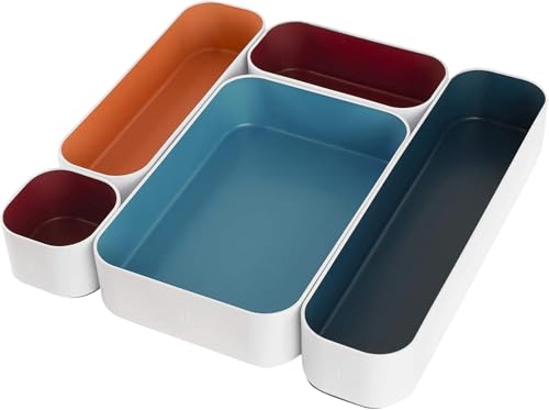 Metal Drawer Organizer Tray Set (Assorted, Blueberry, Sunset / 5 Piece)