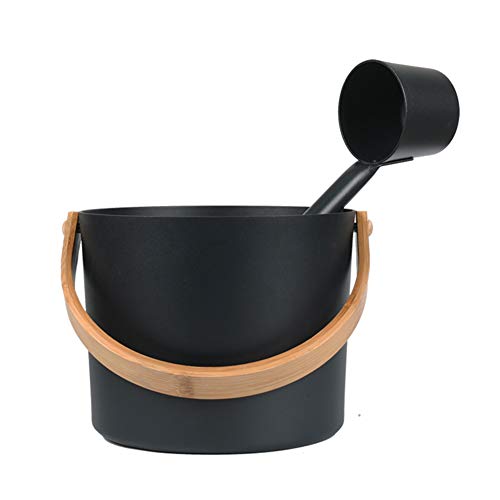 Sauna Bucket and Ladle Set (Black)