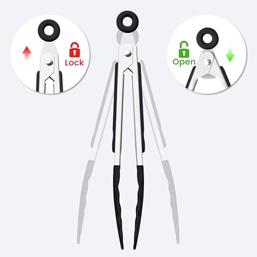 6PCS 7 Inch Silicone Tongs Set (7", 6PCS, Black)