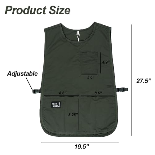 Waterproof Cobbler Apron with 4 Pockets Vest Smock Apron for Men Women Chef Waiter Work (Army Green)