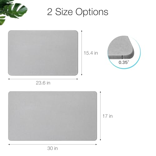 Large Fast Drying Diatomite Stone Bath Mat (Light Grey / 30" x 17" (Rectangular))