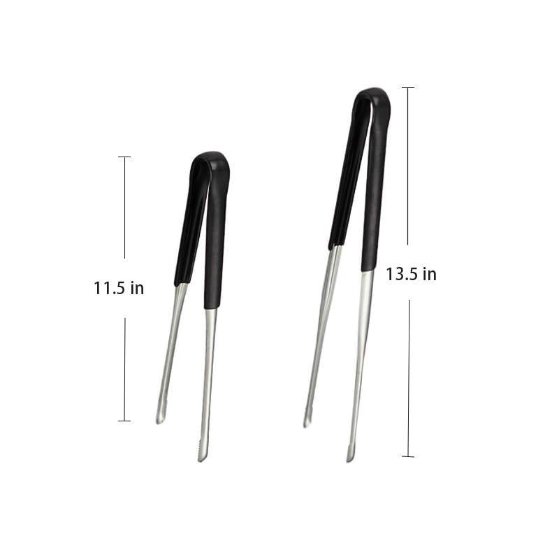 4Pcs Extra Long Stainless Steel Kitchen Tongs 11.5" and 13.5"Metal Food Tongs with Non (11.5/ 13.5Inch-Black)