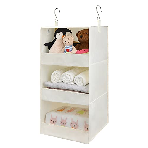 3 Shelf Hanging Closet Organizer (3-shelf Beige / 1-Pack)