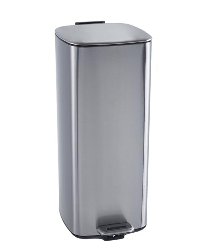 8 Gallon Step Square Trash Can with Soft (Silver)
