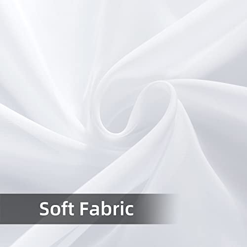 Solid Sheer Rod Pocket Curtain Voile Draperies 2 Panels White Beige Black Grey Coffee 38 Inch Width 63 Inch Long 1 Pair for Kitchen Bedroom Children Living Room Yard (White / 38"W x 63"L (Pack of 2))