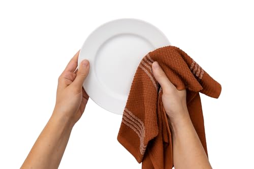 Terracotta Orange Rust Kitchen Dish Towels (Rainah Rust)
