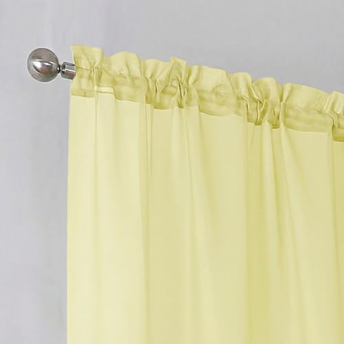 Light Yellow Sheer Curtains 72 Inches Long 2 Panels for Living Room (Light Yellow / 42"W x 72"L (Pack of 2))
