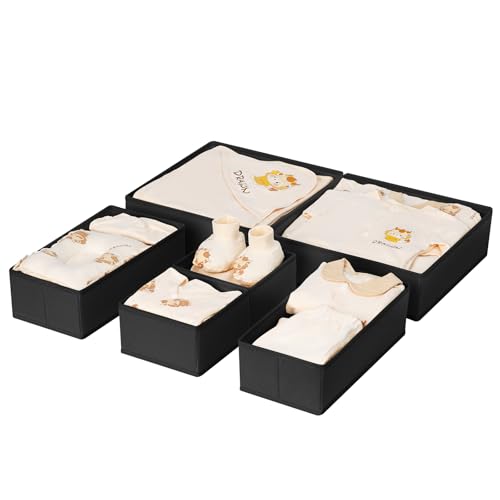 Drawer Organizer Clothes 6 Pack (Black / 6 Pack)