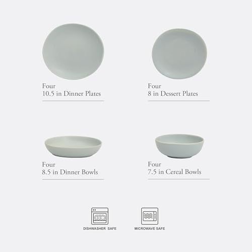 Zion Mist 16 Piece Stoneware Reactive Glaze (Blue (Zion Mist) / Service for 4 (16pcs))
