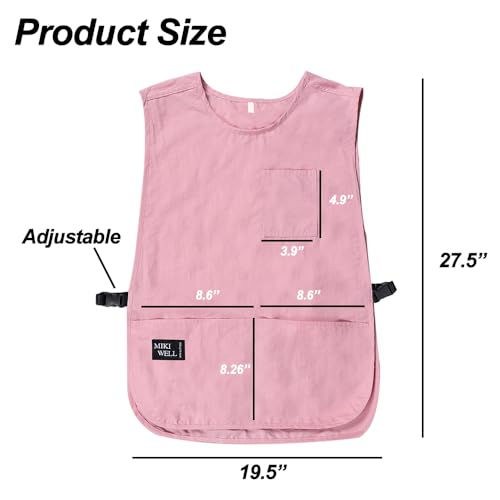 Waterproof Cobbler Apron with 4 Pockets Vest Smock Apron for Men Women Chef Waiter Work (Pink)