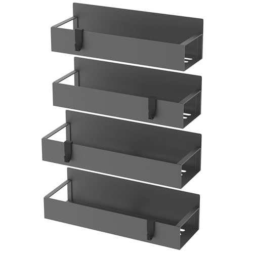 Metal Magnetic Spice Rack for Refrigerator Dark Gray (4 Pack / Dark Grey)