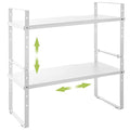 Expandable Cabinet Shelf Organizer Rack (8.7''D*15.7-25.6''W*9.8''H / White-2 Pack)