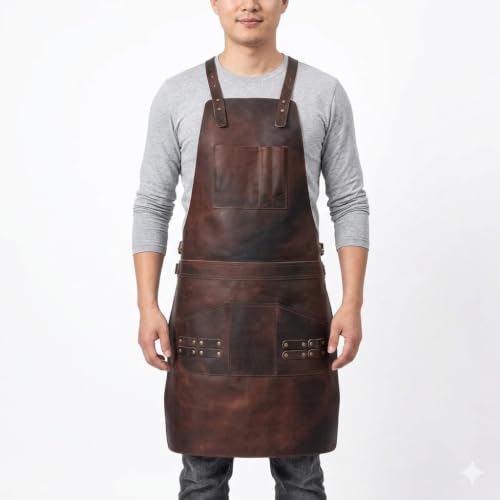 Full Grain Leather Apron Butcher (Brown 01)