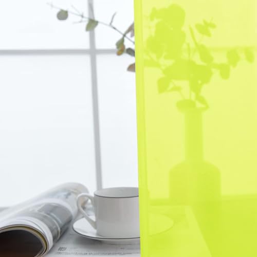Basic Rod Pocket Sheer Voile Window Curtain Panels Chartreuse 1 Pair 2 Panels 52 Width 84 Inch Long for Kitchen Bedroom Children Living Room Yard（Chartreuse (Chartreuse / 52"W x 84"L (Pack of 2))
