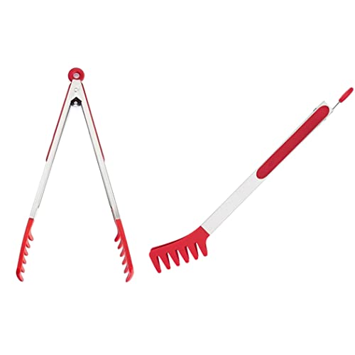 Large 13" Red Stainless Steel Pasta Tong with Silicone Tips