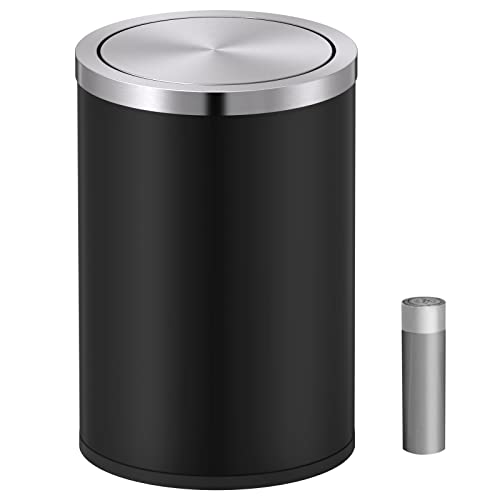 2.4 Gallons Matte Black Swing Lid Stainless Steel Trash Can (Black / 9 Liter)