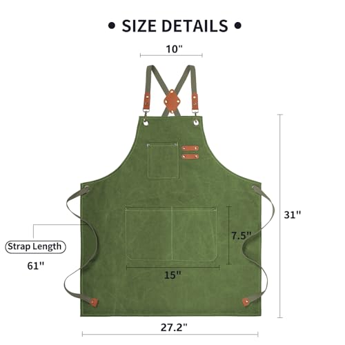 Cotton Canvas Cross Back Apron for Men and Women (Army Green)
