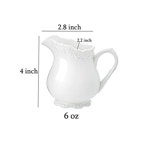 Vintage Pure White Ceramic Creamer with Handle (White)