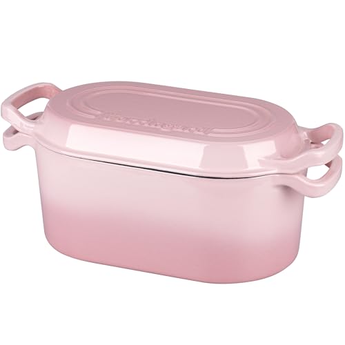 Oval Dutch Oven Pot with Lid (Pink)