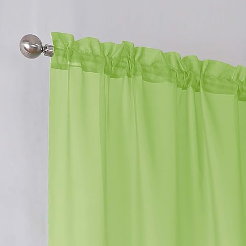 Lime Short Sheer Curtains 45 Inch Length for Small Windows (Lime / 42"W x 45"L (Pack of 2))
