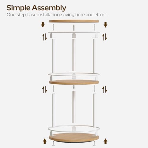 3 Tier Lazy Susan Organizer (10.2"L x 10.2"W x 18"H / White + Natural)