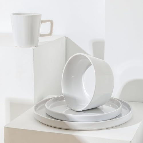 Celina Modern Stoneware 16 (Dinnerware Set / Service For 4 / White Glossy)