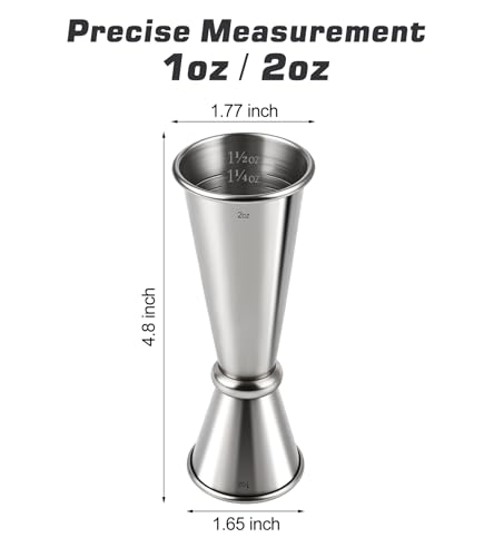 2 Pack Stainless Steel Cocktail Jiggers (2 Pack-B / Silver)