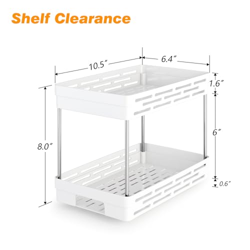 Pull Out Spice Rack Organizer for Cabinet (Widen-White / 2 Pack)