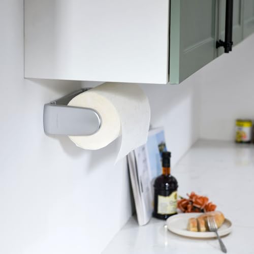 ONE Hand Simple Tear Paper Towel Holder Under Cabinet (Silvery / for 24-28cm roll)