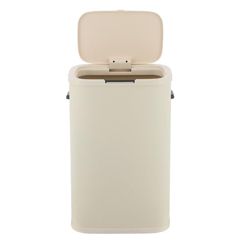 Tammi 14.5 Gal Slim Push Button Trash Can (Limestone Beige)