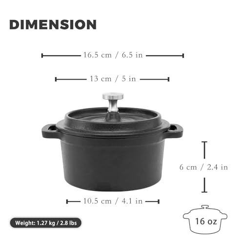 Mini Cocotte 16 oz Pre (2 Set-Pre Seasoned / 16 oz-2 Set)