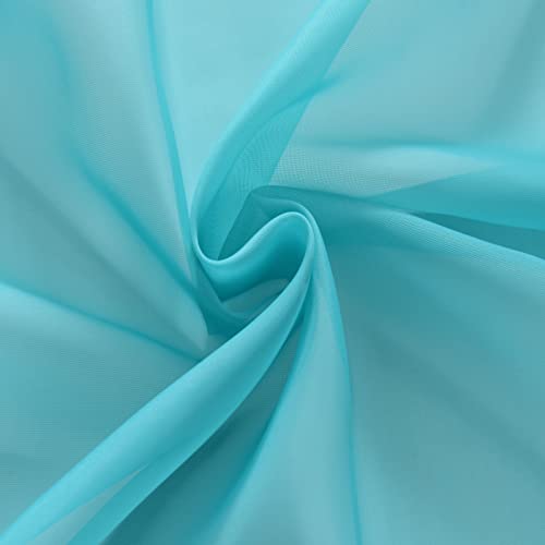 Sheer Voile Window Treatment Rod Pocket Curtain Panels for Kitchen Bedroom Living Room Drapes Sunlight Filtering Privacy Semi Home Decor Assorted Colors Sizes (Turquoise / 52"W x 72"L (Pack of 2))