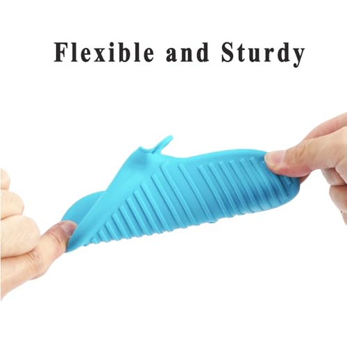 4PCS Heat Resistant Silicone Oven Mitts & Potholders (Blue and Green)