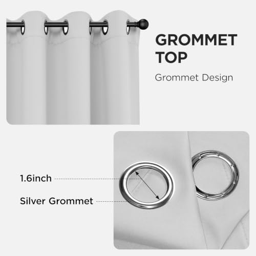 Blackout Curtains 108 Inch Length 2 Panels Set (Greyish White / 52"W x 108"L (Pack of 2))