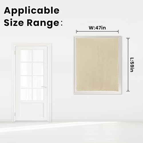 Self Adhesive Portable Blackout Curtains for Bedroom Easy to Install Window Thermal Lnsulated Kitchen Room Darkening Small Window Curtains (47"W x 59"L (Pack of 1) / Beige)