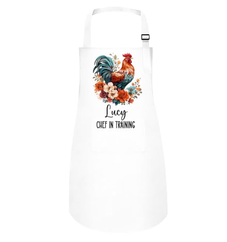 Floral Chicken Rooster Baking Apron (Adult + Kids Apron Set)