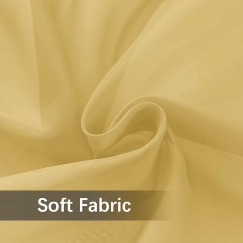 Solid Sheer Rod Pocket Curtain Voile Draperies 2 Panels White Beige Black Grey Ivory 52 Inch Width 108 Inch Long 1 Pair for Kitchen Bedroom Children Living Room Yard (Gold / 52"W x 108"L (Pack of 2))