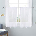 White Kitchen Sheer Valance Curtains 24 Inch (White / 26"W x 24"L (Pack of 2))