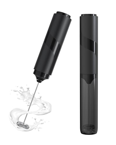 Milk Frother Handheld with Cover (black-2)