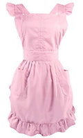 Retro Adjustable Ruffle Apron with Pockets (Pink)