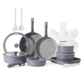 24 Piece Ceramic Detachable Handle Pots and Pans Set Gray (Gray / 24 Piece)