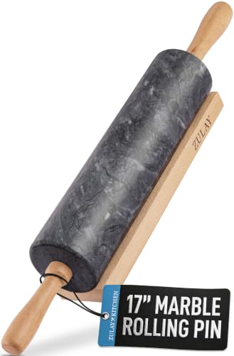 17 Inch Marble Rolling Pin With Stand (Black / 17 Inch)