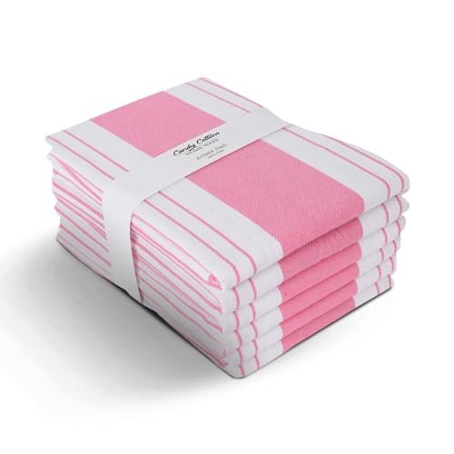 Stripe Kitchen Towels Decor Mordern Design Centreband Dish Towels Boho Stripe Absorbent Festive Gift Set of 6 Pantry Reusable Kitchen Dish Towel (Pink (Modern))