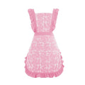 Vintage Pinafore Apron Dress for Women with Pockets Cute Floral Chef Aprons for Kitchen Cooking Baking Gardening (Pink)