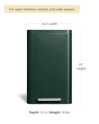 45L Rectangular Step Stainless Steel Trash Can (Emerald)