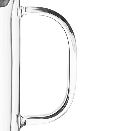 VIVA Minima Double Wall Glass Balance Tea Mug with Mesh Infuser and Wood Lid (Clear Double Wall Glass)
