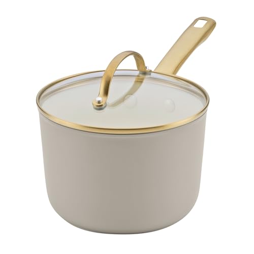 Forged Induction Ceramic Nonstick Sauce Pan (Taupe / 3 Quarts)