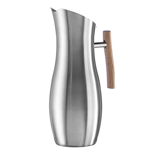 Slimline Stainless Steel Pitcher (68 Ounces / Stainless Steel w/ Wood Handle)