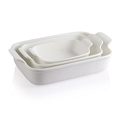 Sweejar Baking Pans Set (White / Smooth baking dish set)
