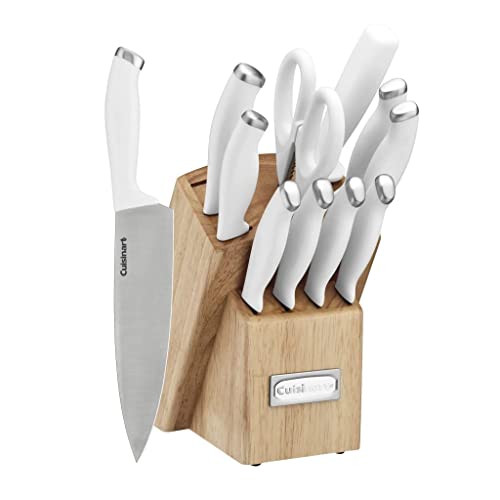 Block Knife Set (White/Stainless Steel / 12-Piece)